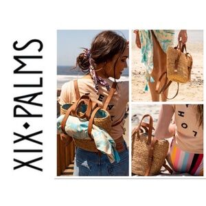 XIX Palms Insulated Picnic Backpack Straw Cooler Bag The Shore Break NWT